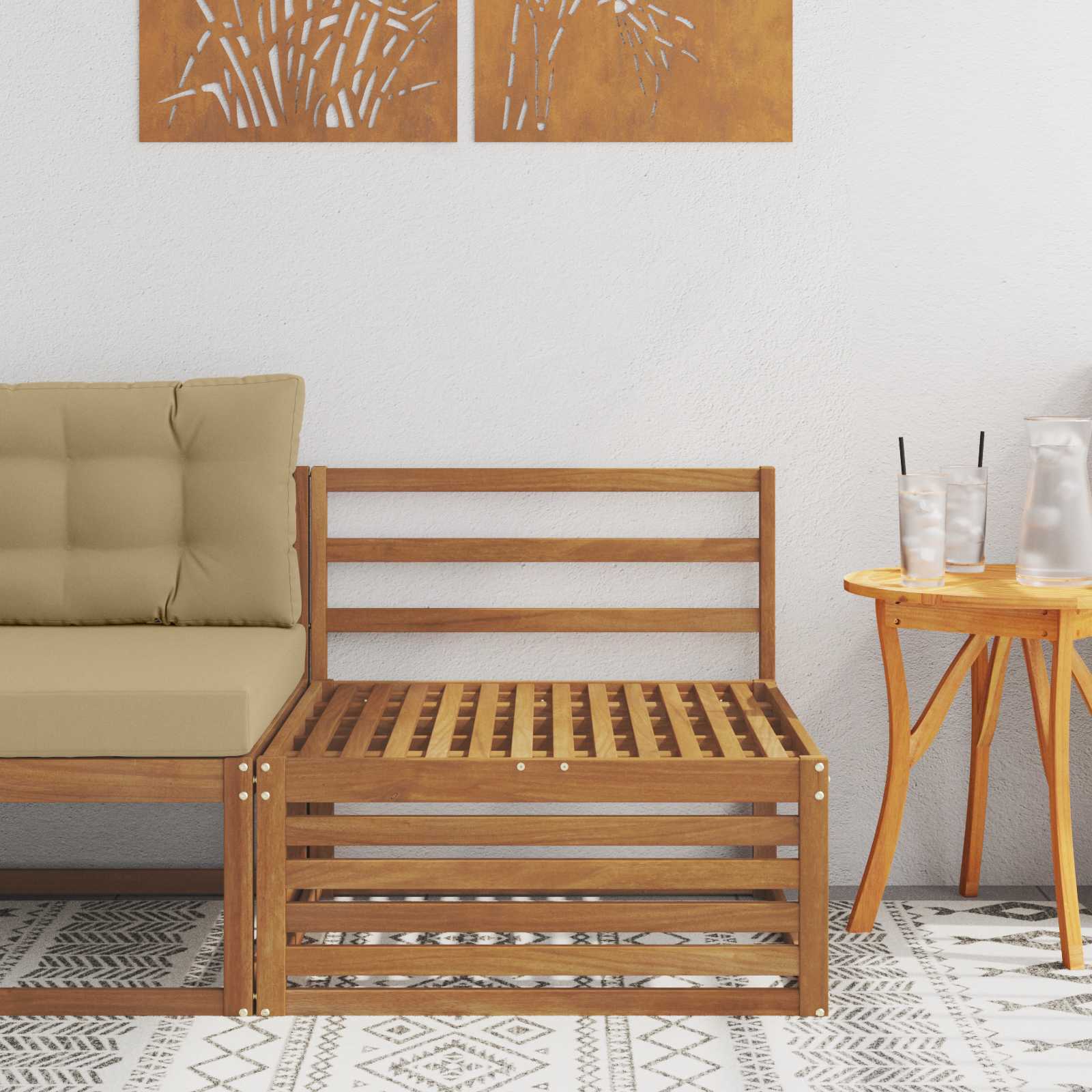 vidaXL Canapea Medie pentru Exterior Lemn Solid de Acacia natural