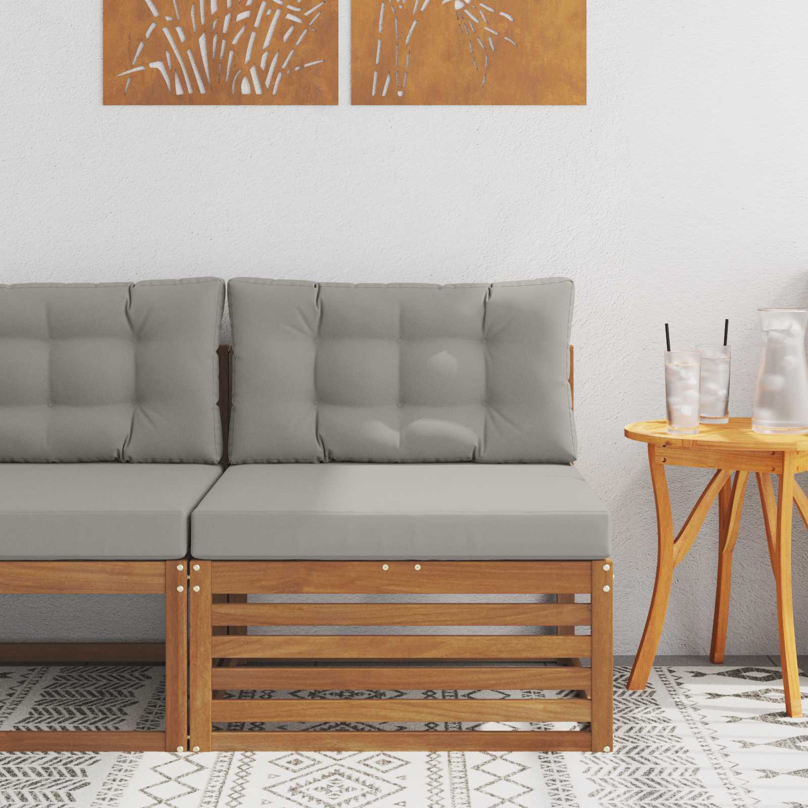 vidaXL Canapea centrală pentru exterior Lemn Solid de Acacia natural