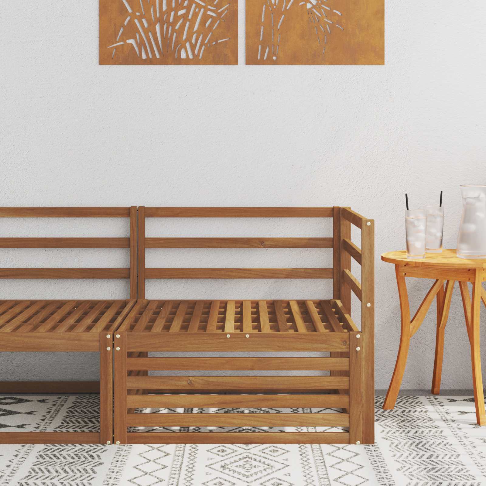 Outdoor Hoekbank Massief Acaciahout Naturel 83 x 83 x 73 cm image 1