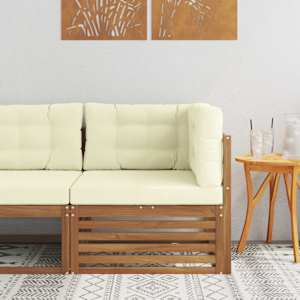 Zunanja kotna sedežna garnitura Masiven les akacije Naravna