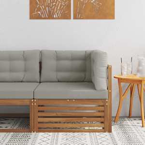 Zunanja kotna sedežna garnitura Masiven les akacije Naravna