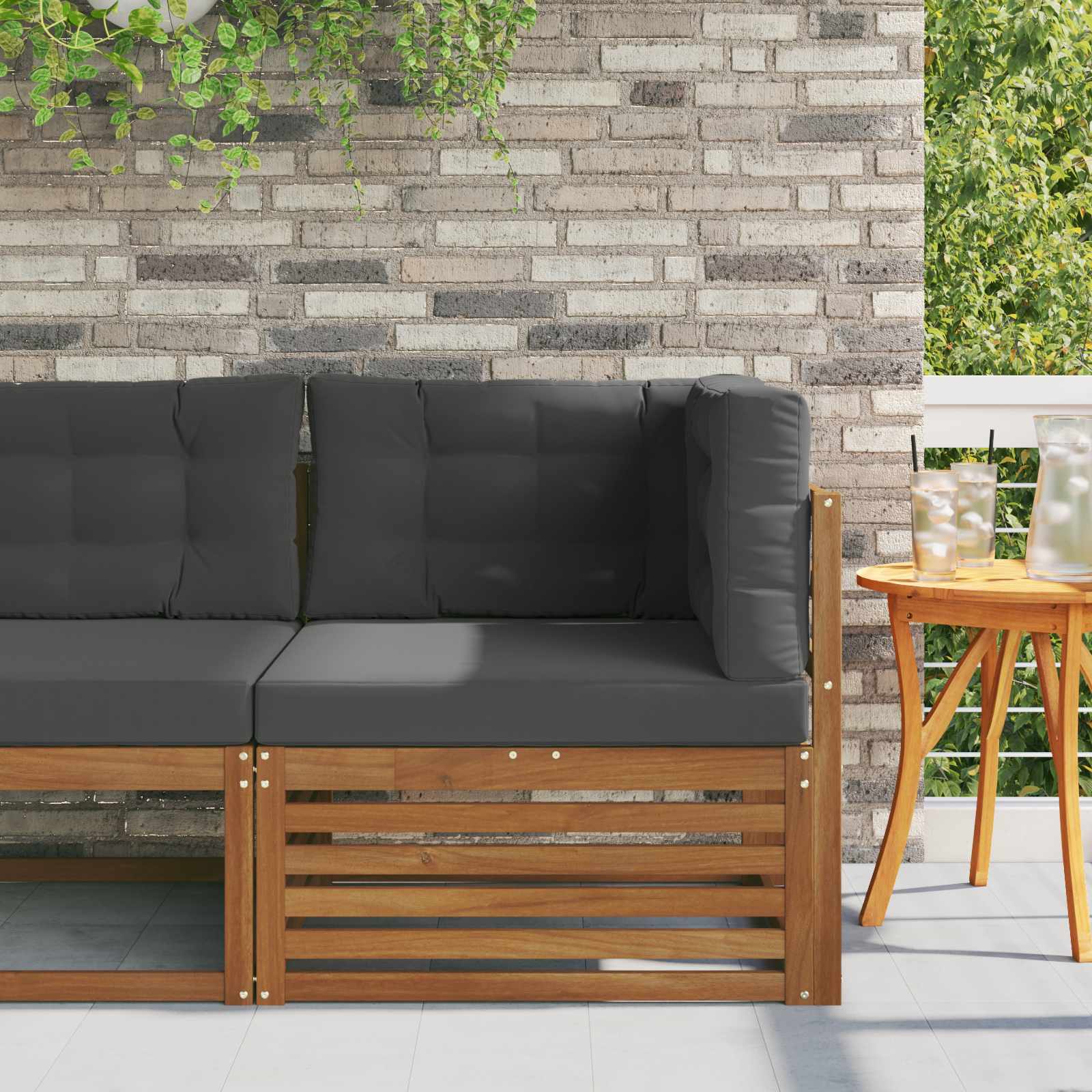 vidaXL Canapea de colț pentru exterior Lemn Solid de Acacia natural