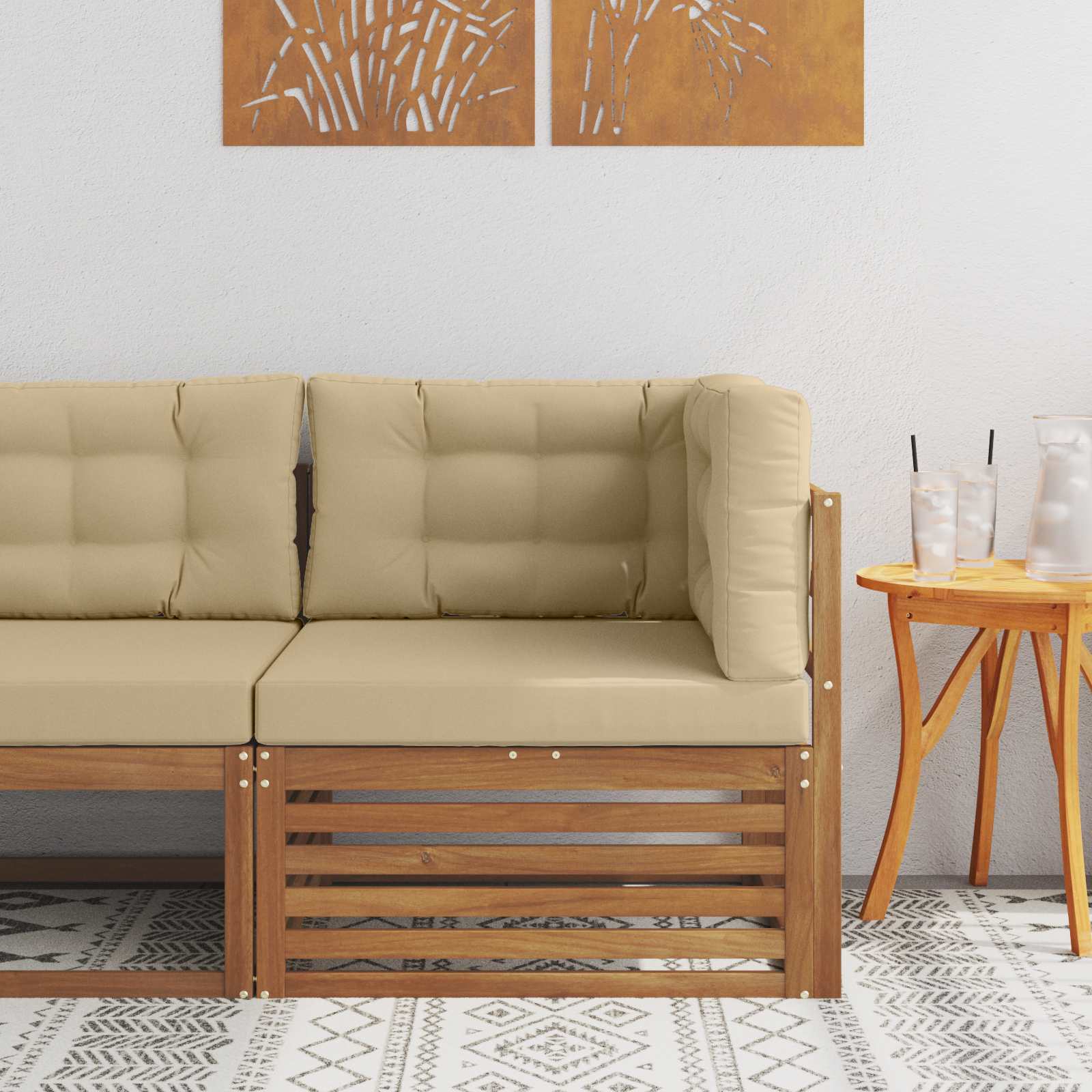 vidaXL Outdoor Ecksofa Massivholz Akazie Natur