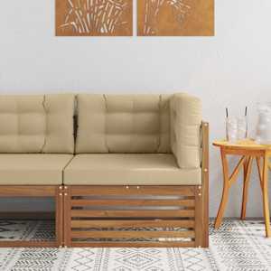 Zunanja kotna sedežna garnitura Masiven les akacije Naravna