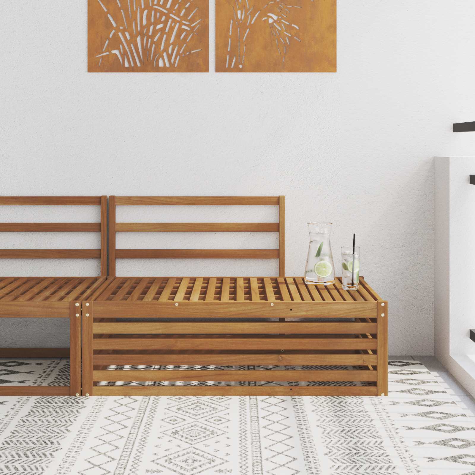 Buiten Eindbank Naturel 115 x 83 x 73 cm Massief Acaciahout image 1