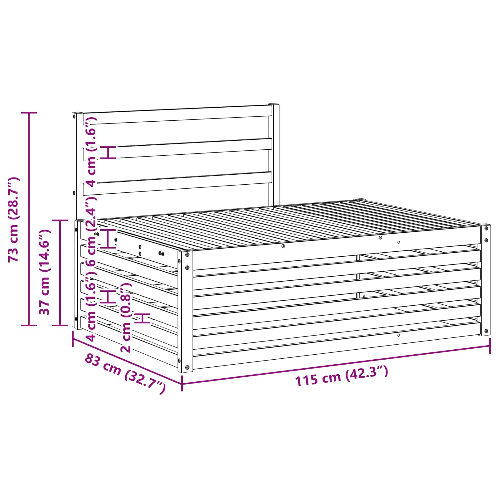 Buiten Eindbank Naturel 115 x 83 x 73 cm Massief Acaciahout image 11
