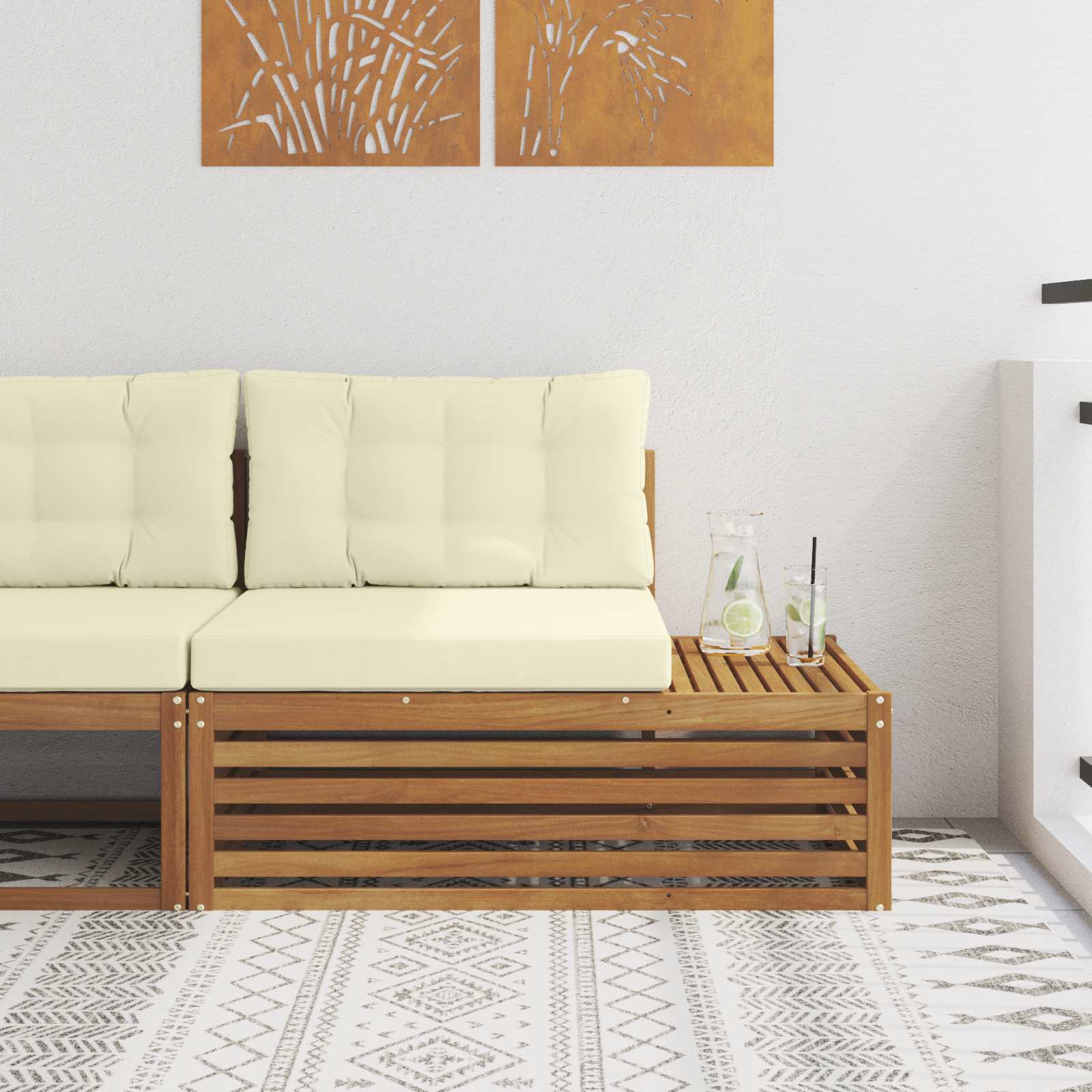 Buiten Eindbank Naturel 115 x 83 x 73 cm Massief Acaciahout image 1