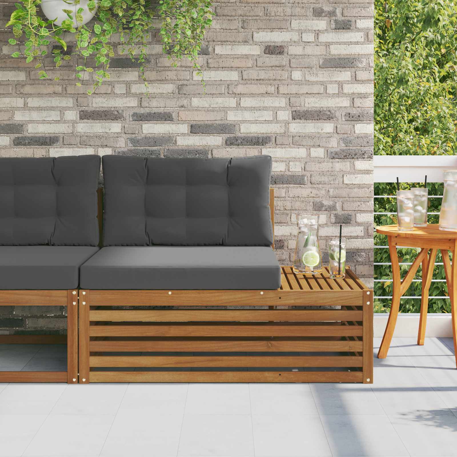 vidaXL Canapea de exterior cu braț final natural 115 x 83 x 73 cm