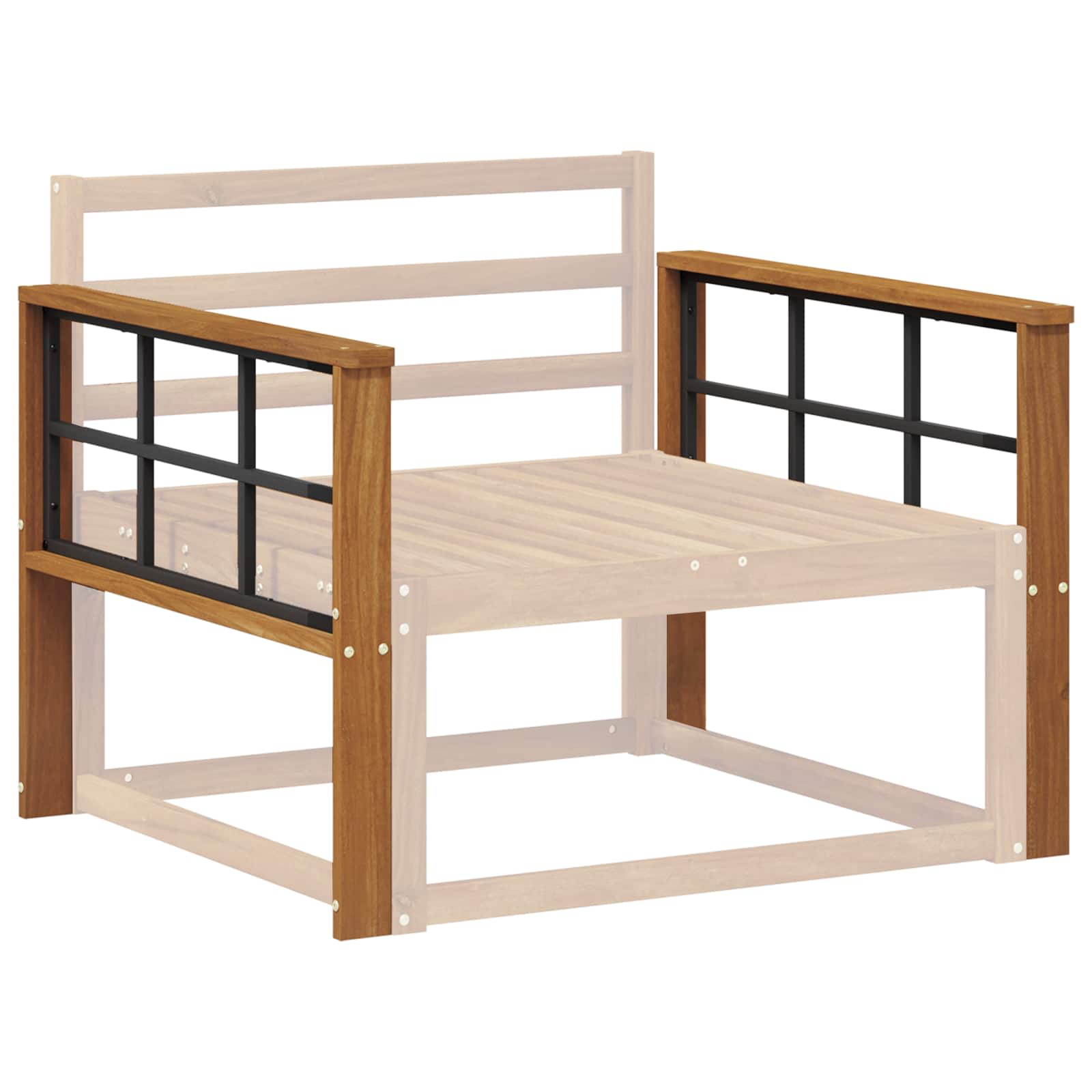 Armleuning 2 st Naturel 78,5 x 6 x 61 cm Massief Acaciahout image 3