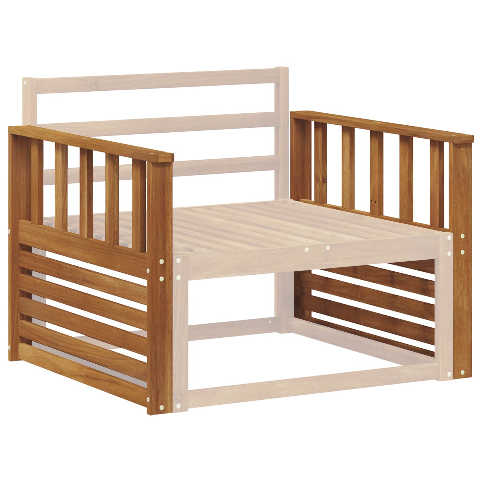 Armleuning 2 st Naturel 80 x 6 x 61 cm Massief Acaciahout image 3