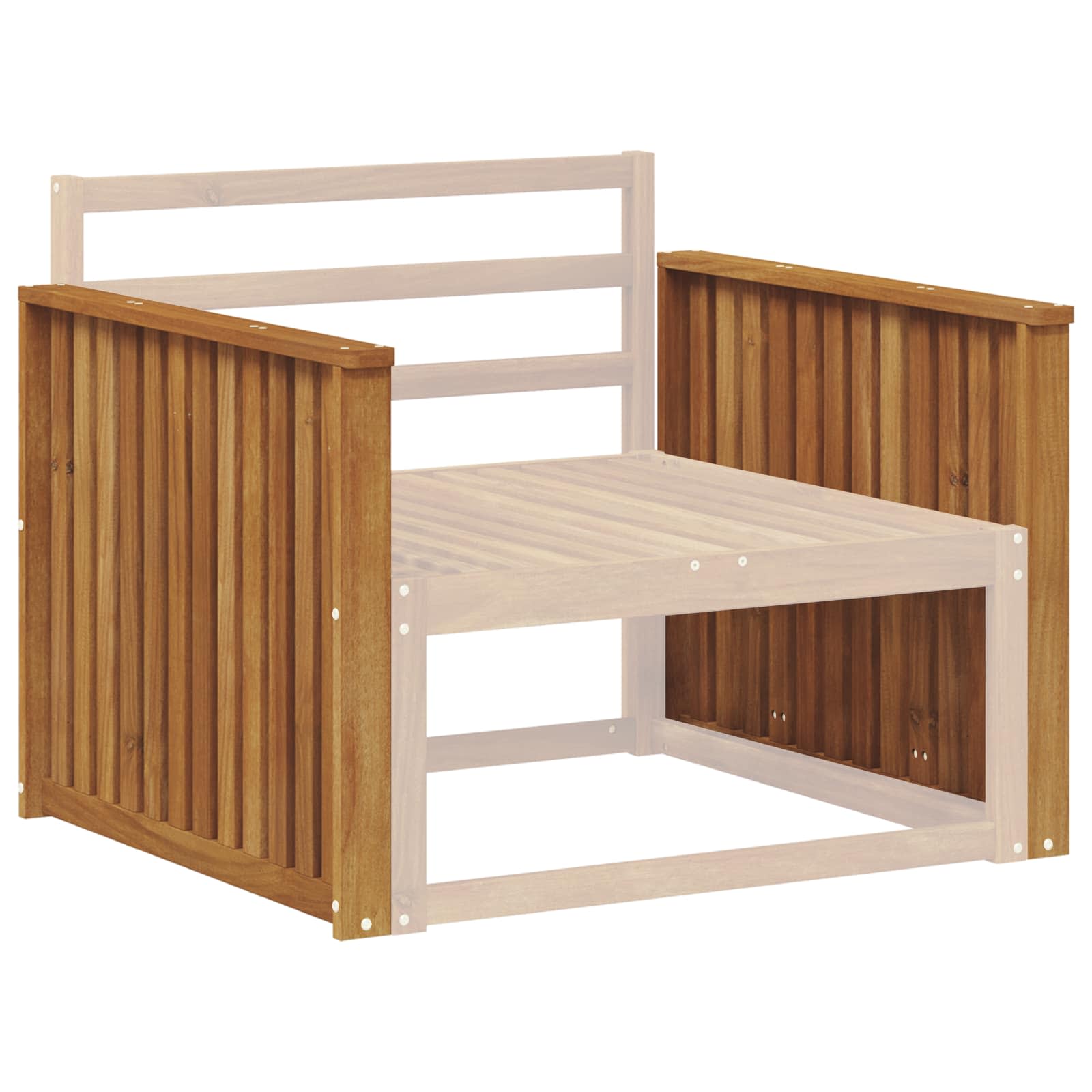 Armleuning 2 st Naturel 80 x 6 x 61 cm Massief Acaciahout image 3
