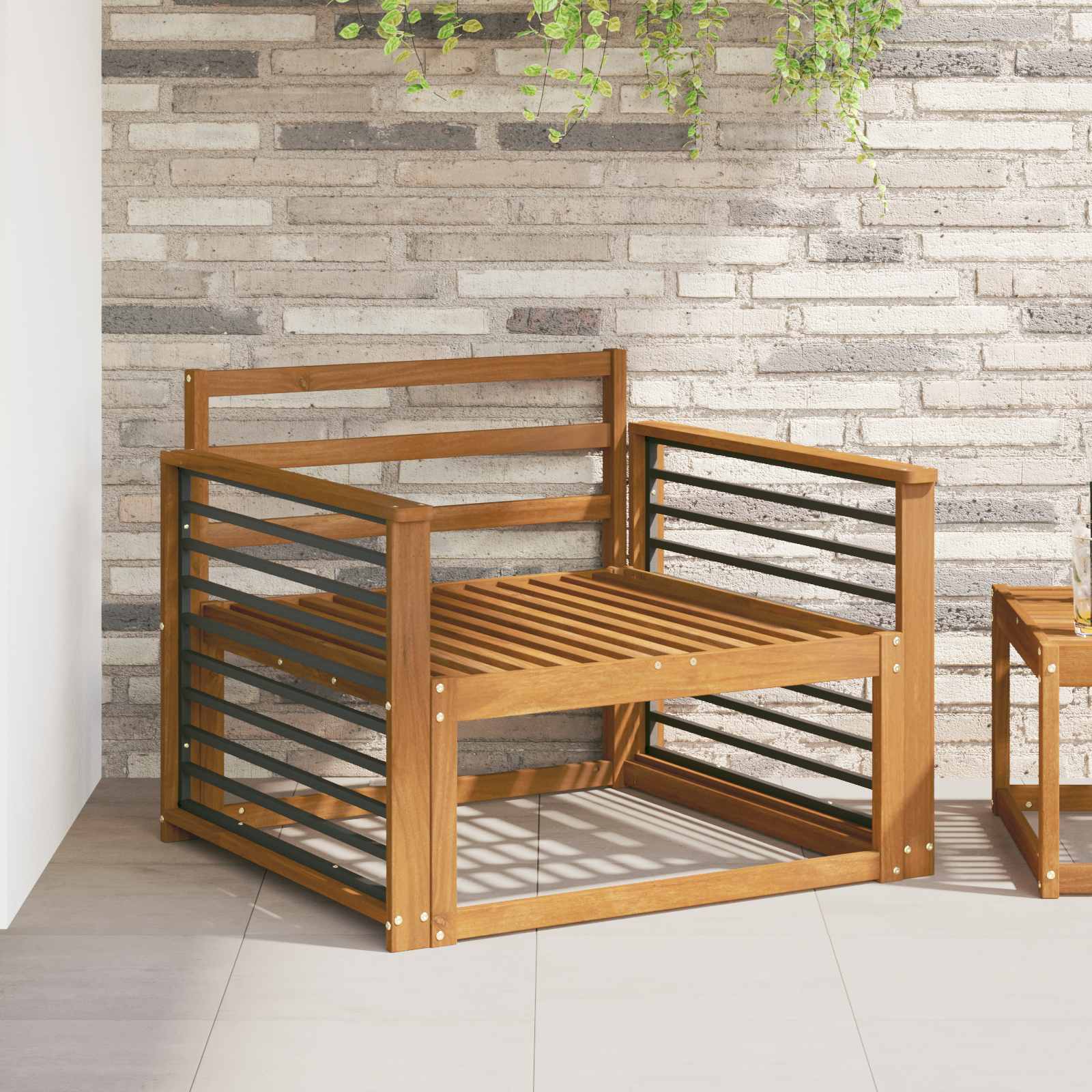 Armleuning 2 st Naturel 80 x 6 x 61 cm Massief Acaciahout image 1