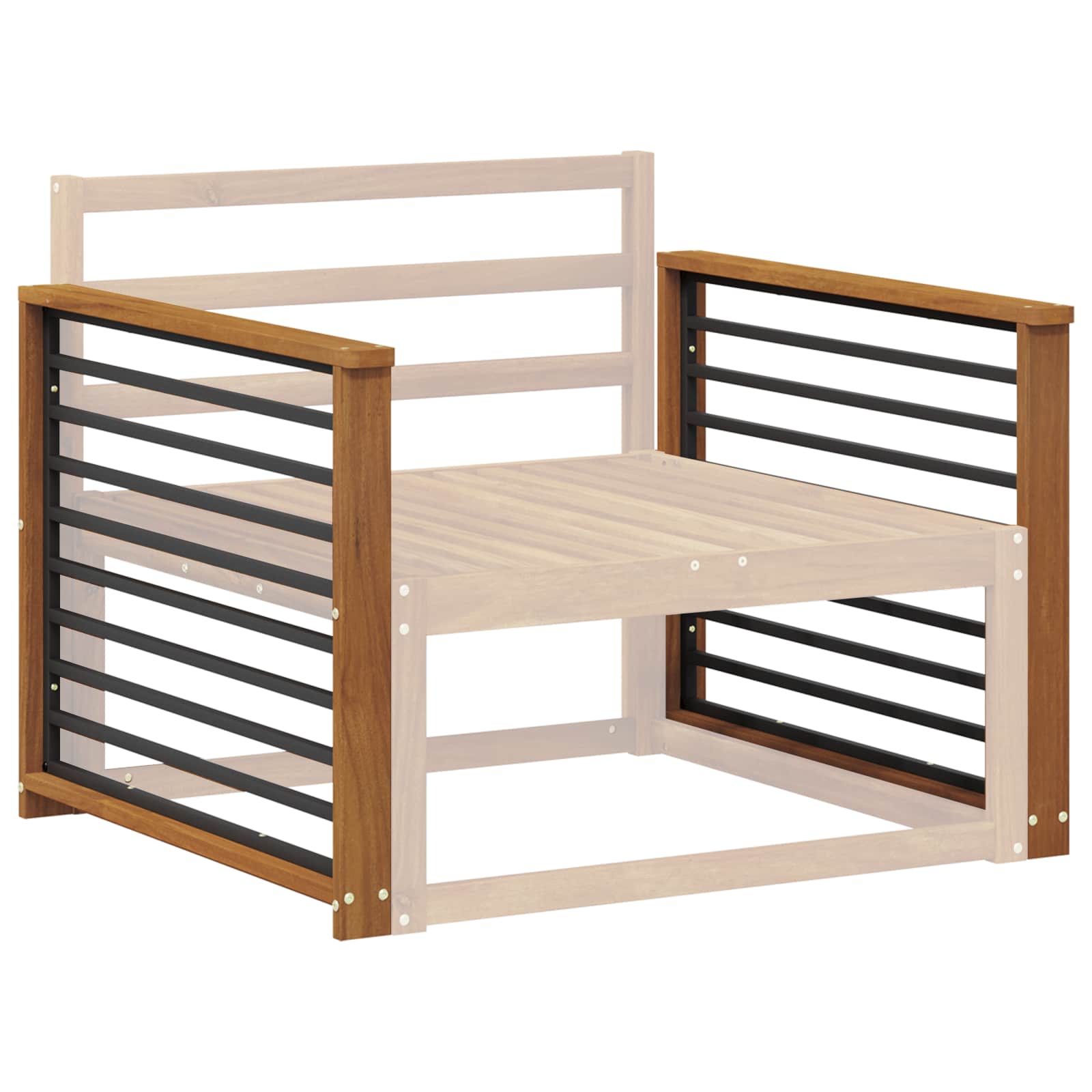 Armleuning 2 st Naturel 80 x 6 x 61 cm Massief Acaciahout image 3
