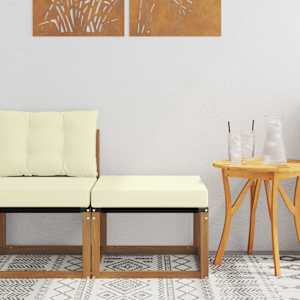 Zunanji puf Trden akacijev les in material Textilene Naravna