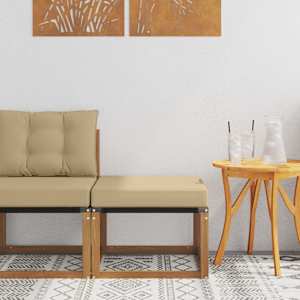 Zunanji puf Trden akacijev les in material Textilene Naravna