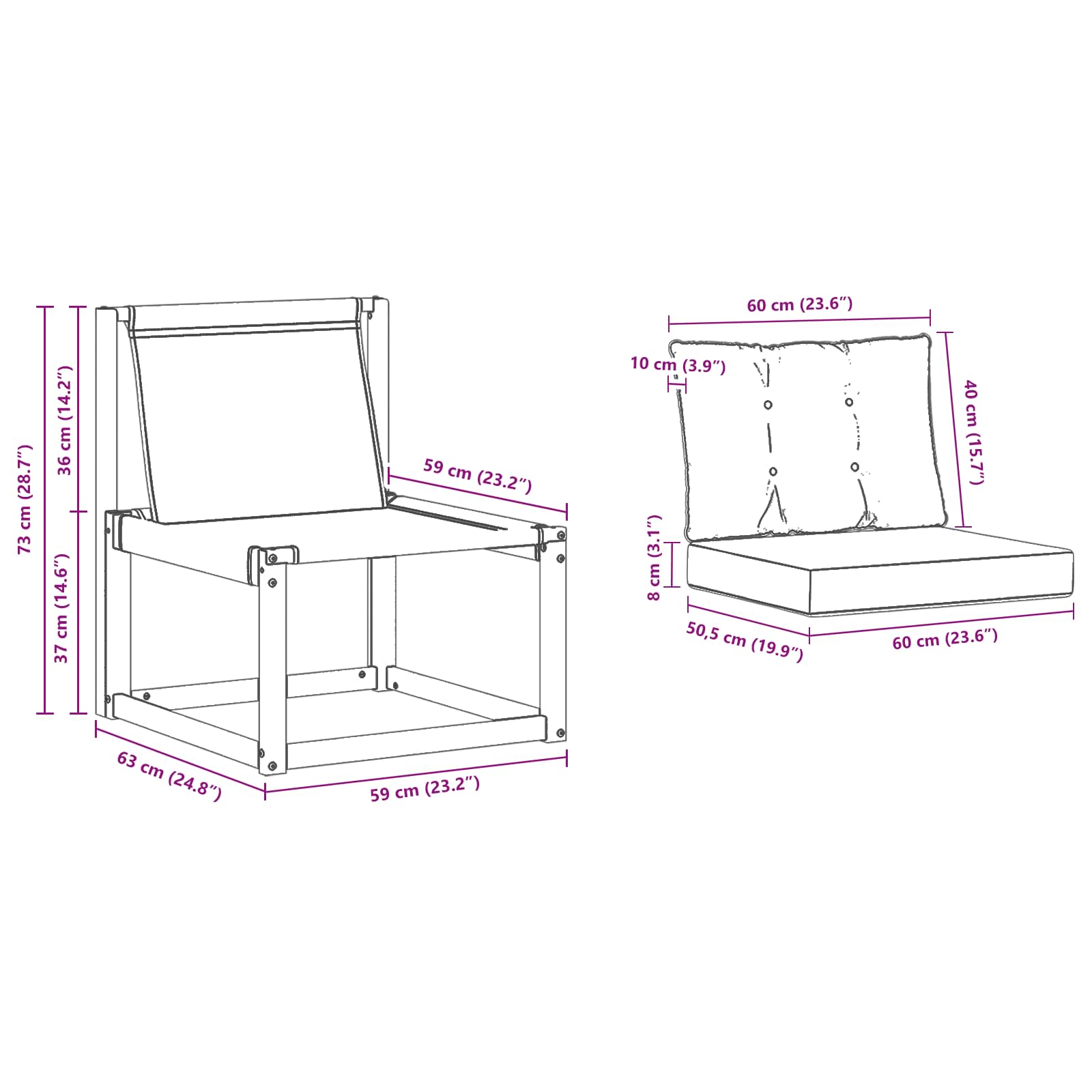 Buitenzitmiddelsofa Massief acaciahout en Textilene Stof image 10
