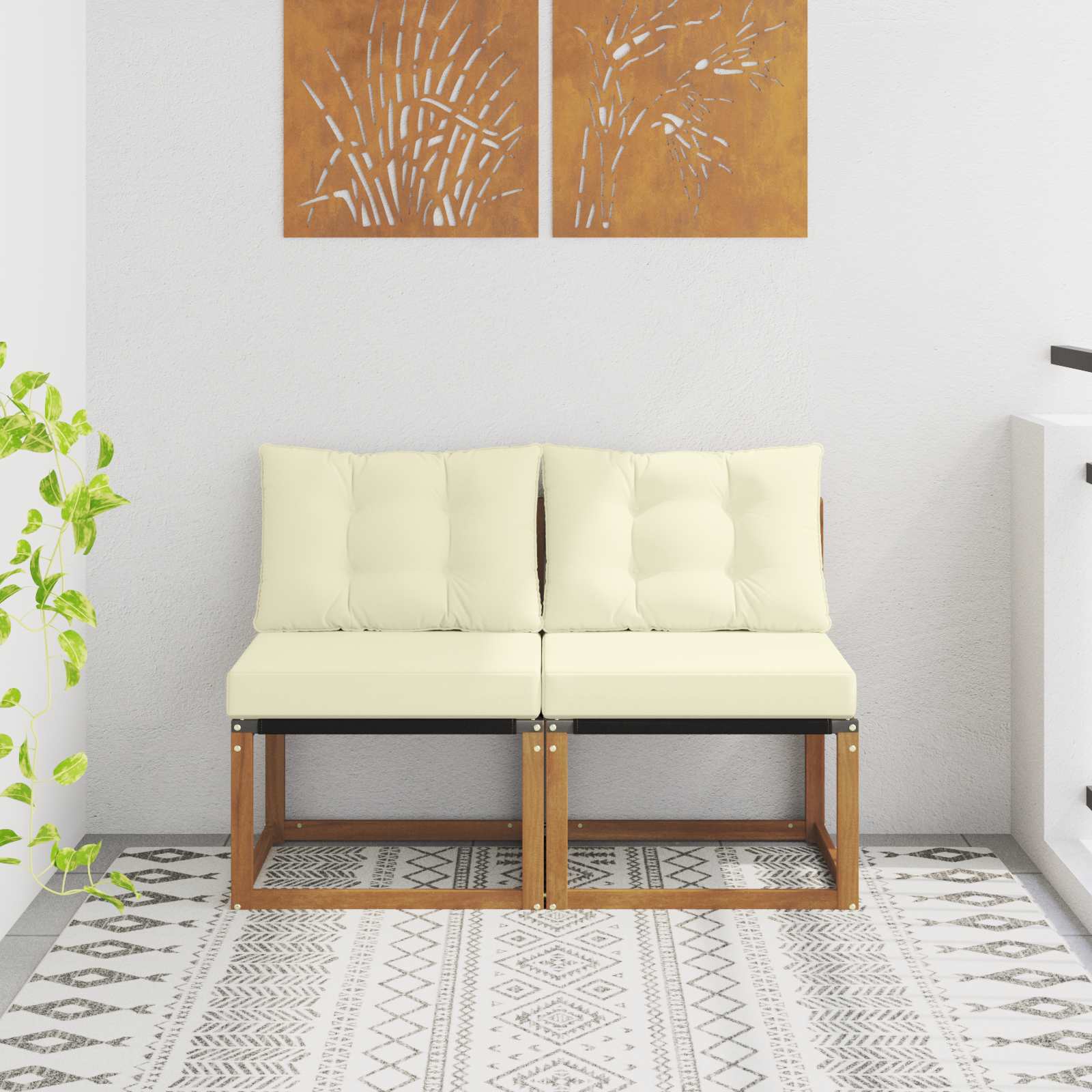 vidaXL 2 Stück Outdoor Mittelsofa