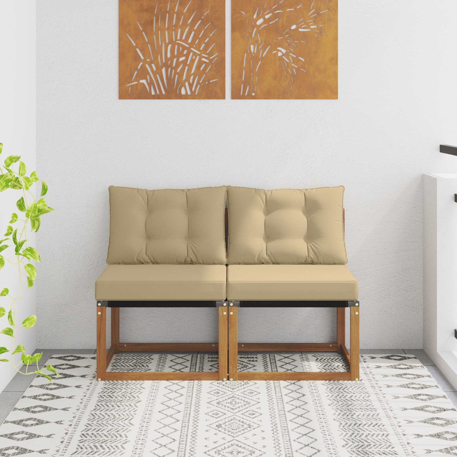 vidaXL 2 Stück Outdoor Mittelsofa