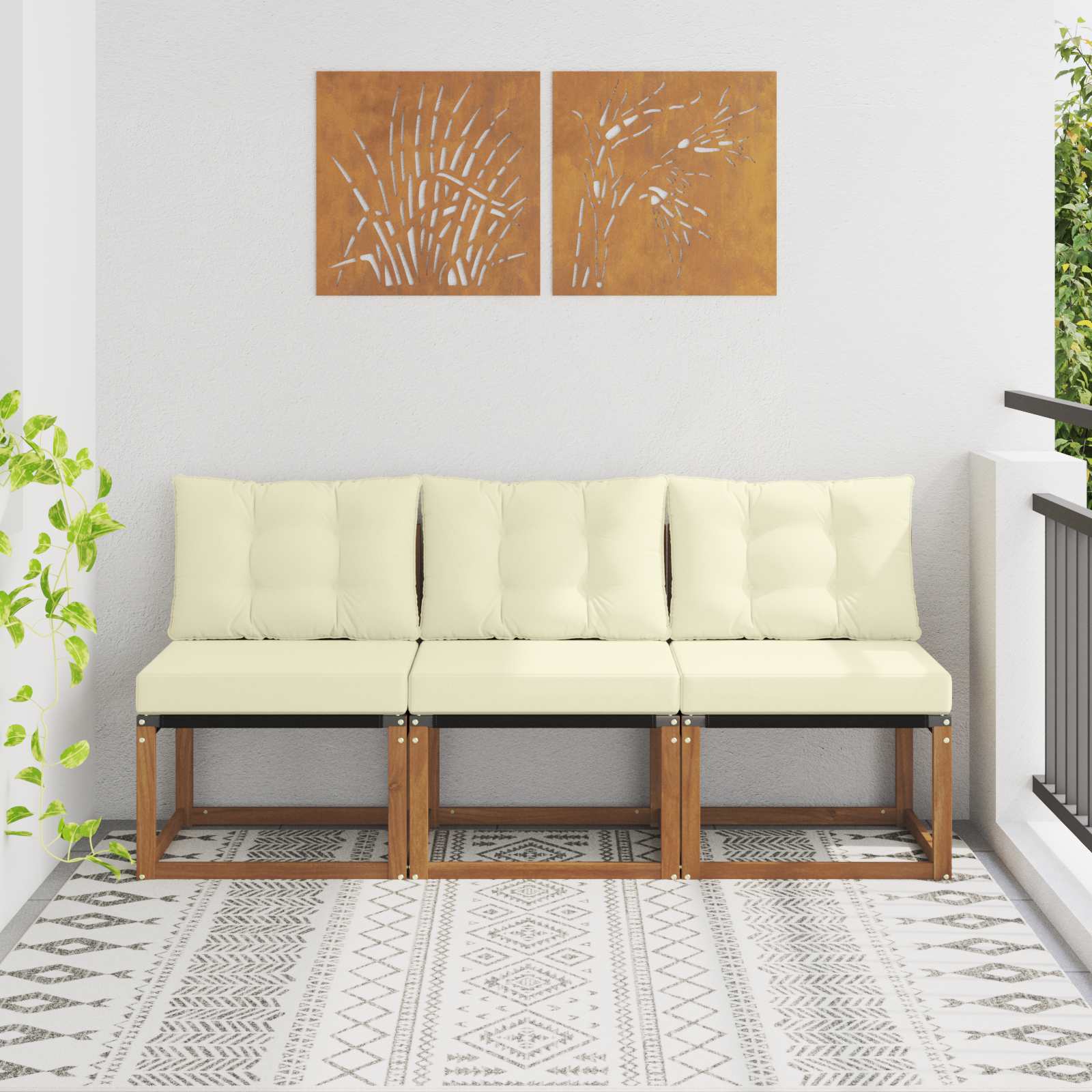 vidaXL 3 Stück Outdoor Mittelsofa