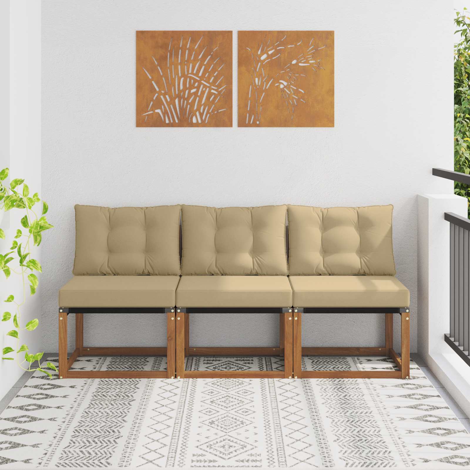 vidaXL 3 Stück Outdoor Mittelsofa