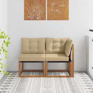 Zunanji srednji in kotiček kavč z blazino 2 Kos Naravna