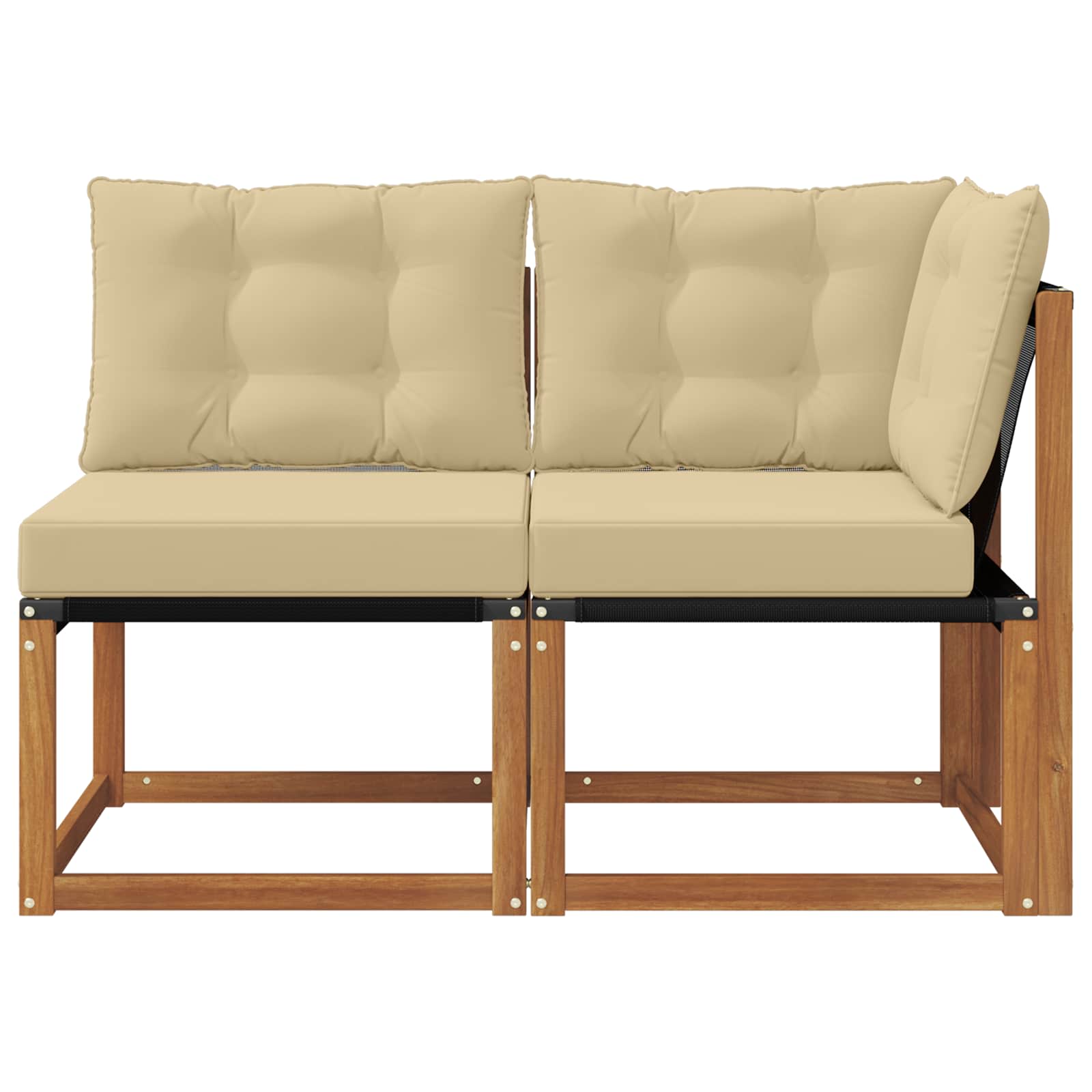 Zunanji srednji in kotiček kavč z blazino 2 Kos Naravna - slika 5