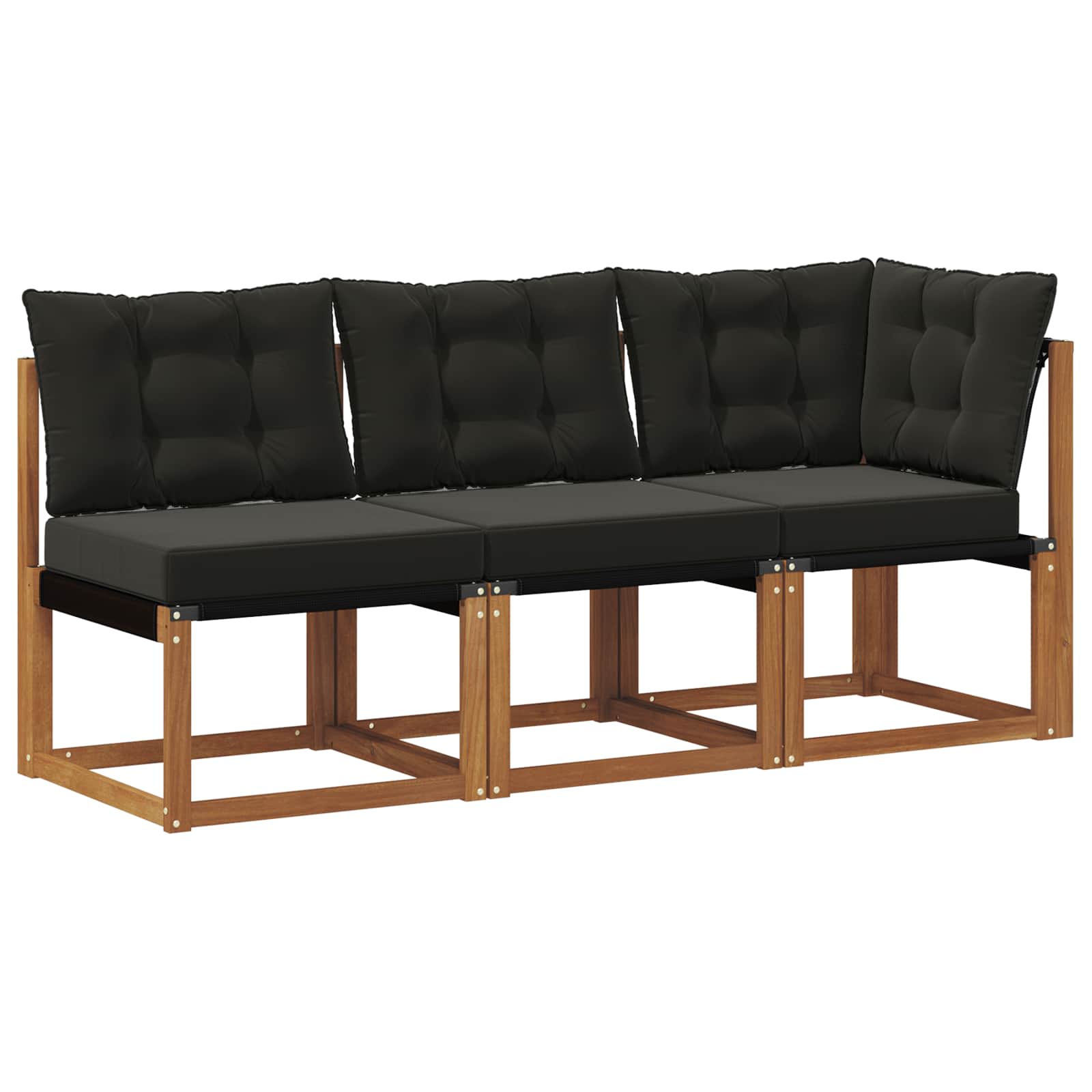 Thumbnail - vidaXL Outdoor Mittel- und Ecksofa mit Kissen 3 Stück Natur