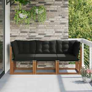 Zunanji srednji in kotiček kavč z blazino 3 Kos Naravna