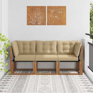 Zunanji srednji in kotiček kavč z blazino 3 Kos Naravna