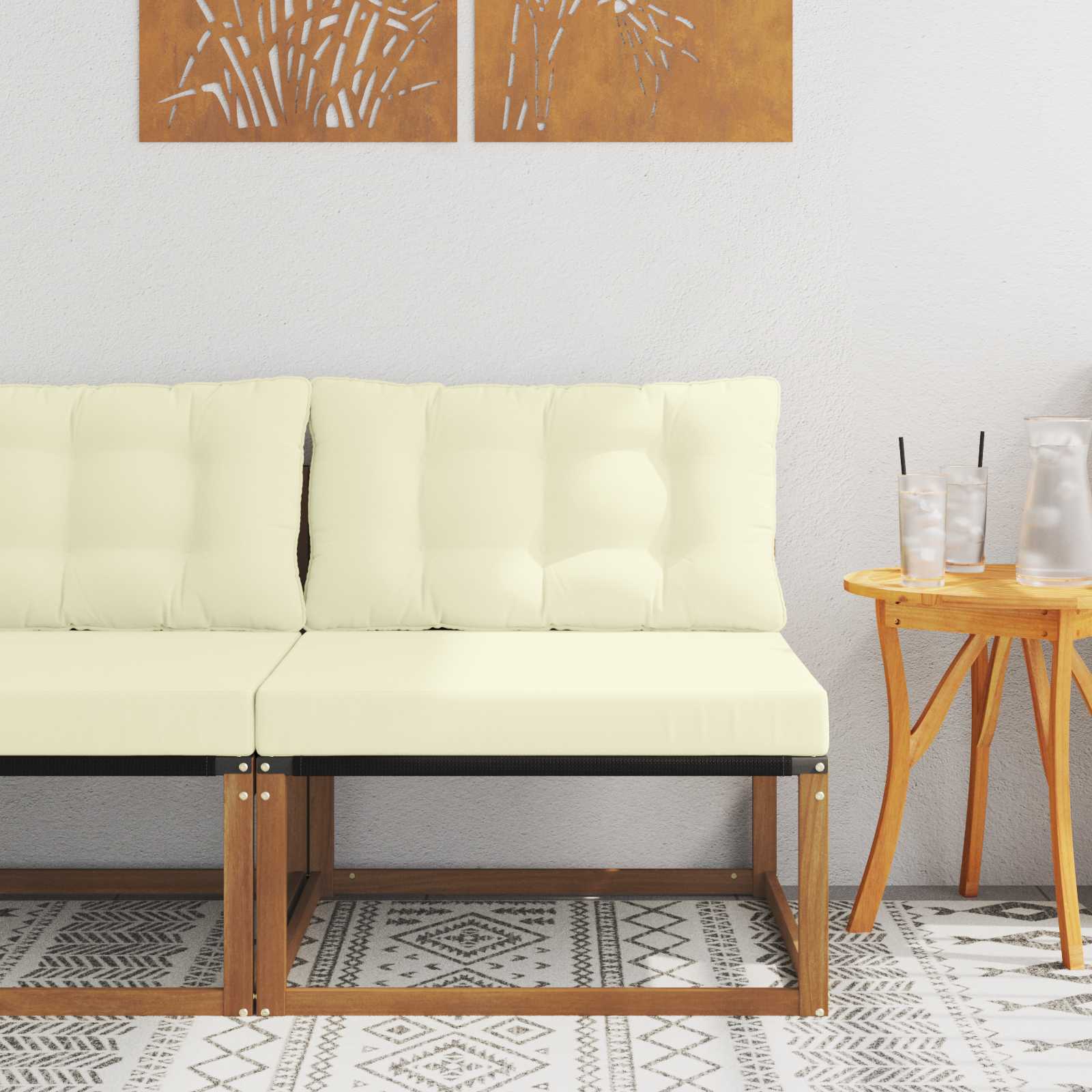 vidaXL Canapea Medie pentru Exterior Lemn solid de Acacia și Textilene