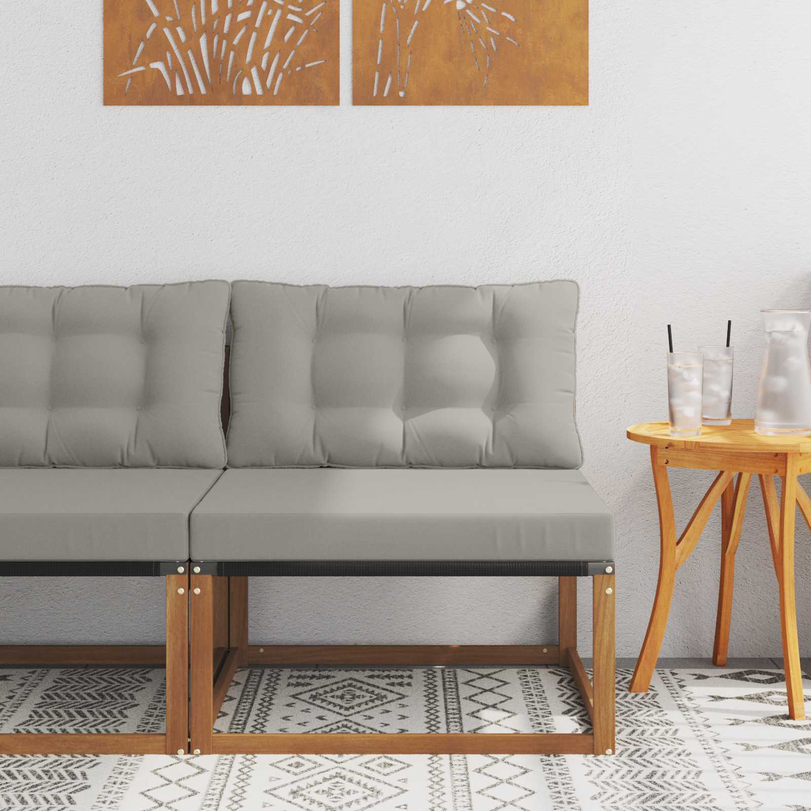 vidaXL Canapea Medie pentru Exterior Lemn solid de Acacia și Textilene