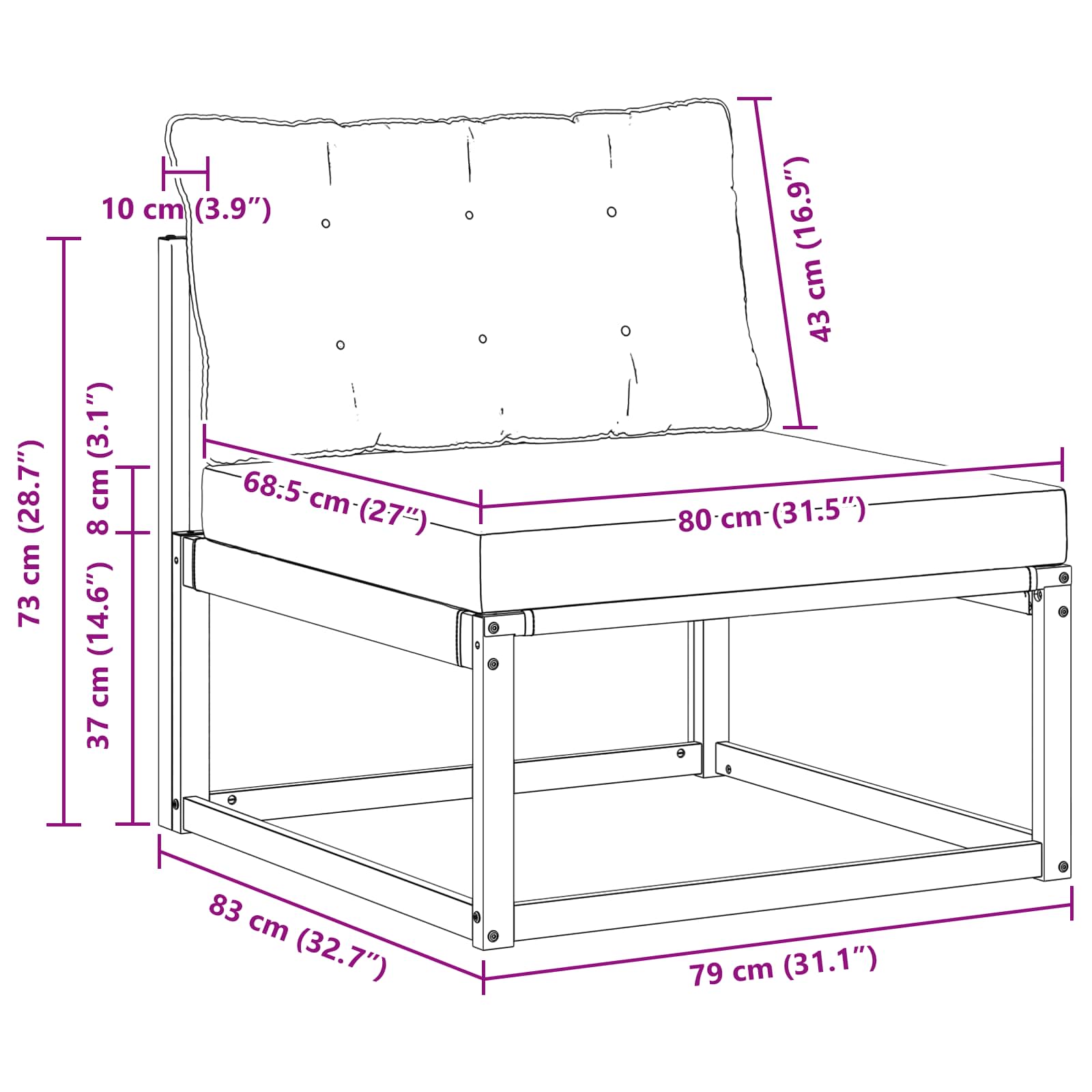 Sectie Sofa Eenheden Massief Acaciahout Naturel image 9