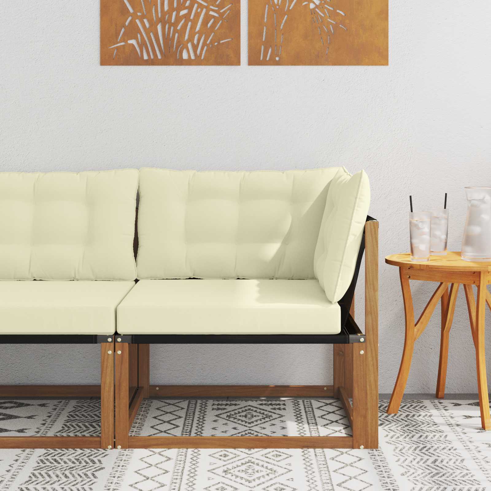 vidaXL Sofa Colțar pentru Exterior Lemn solid de Acacia și Textilene