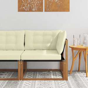 Zunanja kotna sedežna garnitura Masiven les akacije Naravna