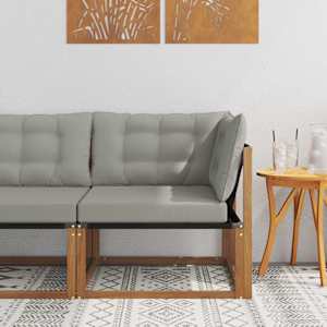 Zunanja kotna sedežna garnitura Masiven les akacije Naravna