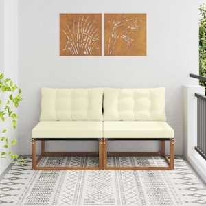 2 Kos Srednji zunanji kavč Masiven les akacije Naravna