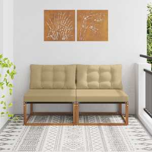 2 Kos Srednji zunanji kavč Masiven les akacije Naravna