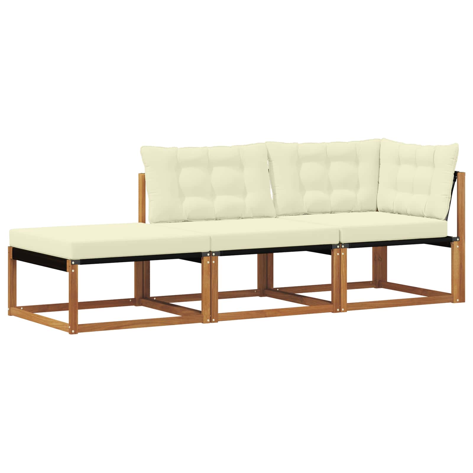 Thumbnail - vidaXL Ecksofa-Einheiten für draußen 3 Stück Natur Massivholz Akazie