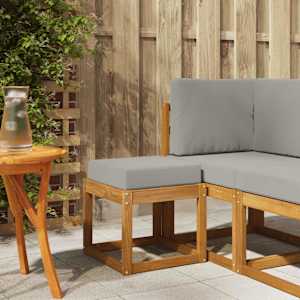 Stolček klop z blazino Naravna in svetlo siva 43 x 43 x 37 cm