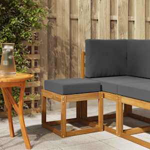 Stolček klop z blazino Naravna in antracitna 43 x 43 x 37 cm