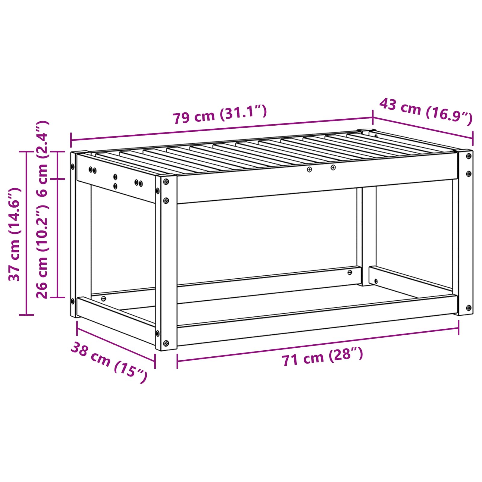 Buitenstoelbank Naturel 79 x 43 x 37 cm Massief Acaciahout image 9
