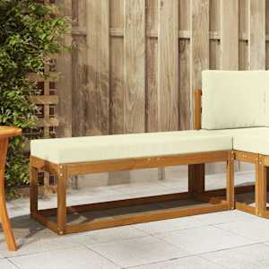 Zunanja klop z blazino Naravna in smetana 115 x 43 x 45 cm