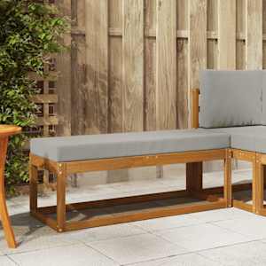 Stolček klop z blazino Naravna in svetlo siva 115 x 43 x 37 cm