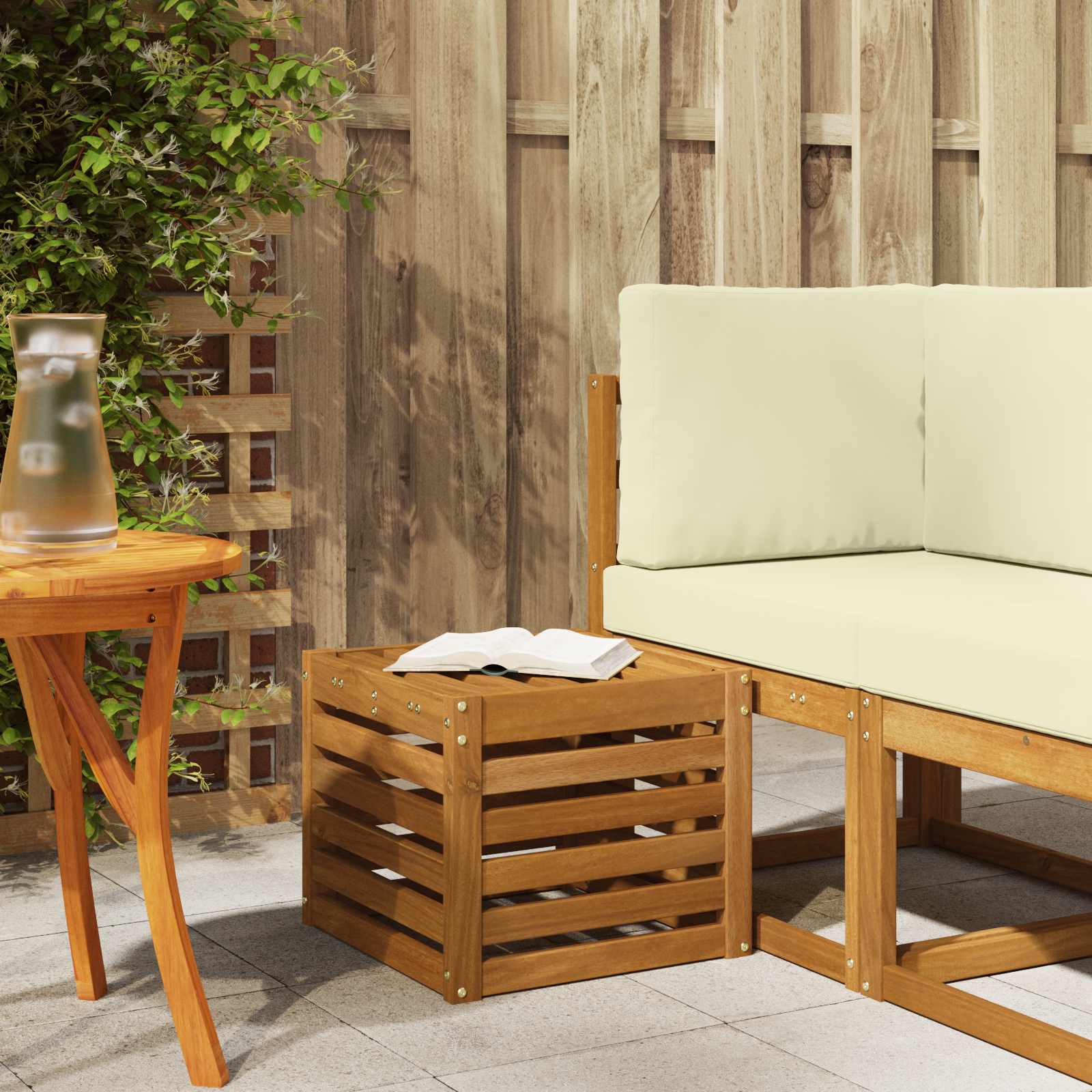 vidaXL Bancă de exterior natural 43 x 43 x 37 cm Lemn Solid de Acacia