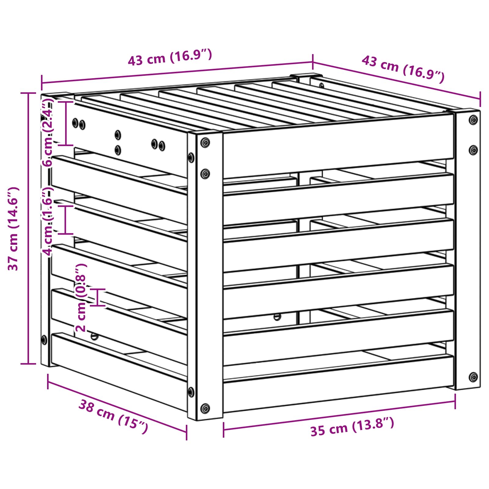 Buitenstoolbank Naturel 43 x 43 x 37 cm Massief Acaciahout image 8