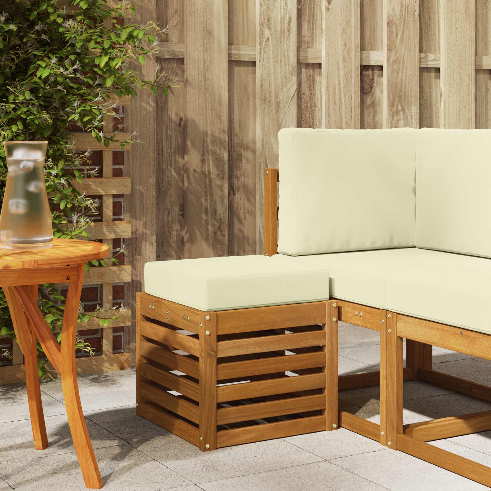 Buiten Stool Bank Massief Acaciahout Naturel image 1