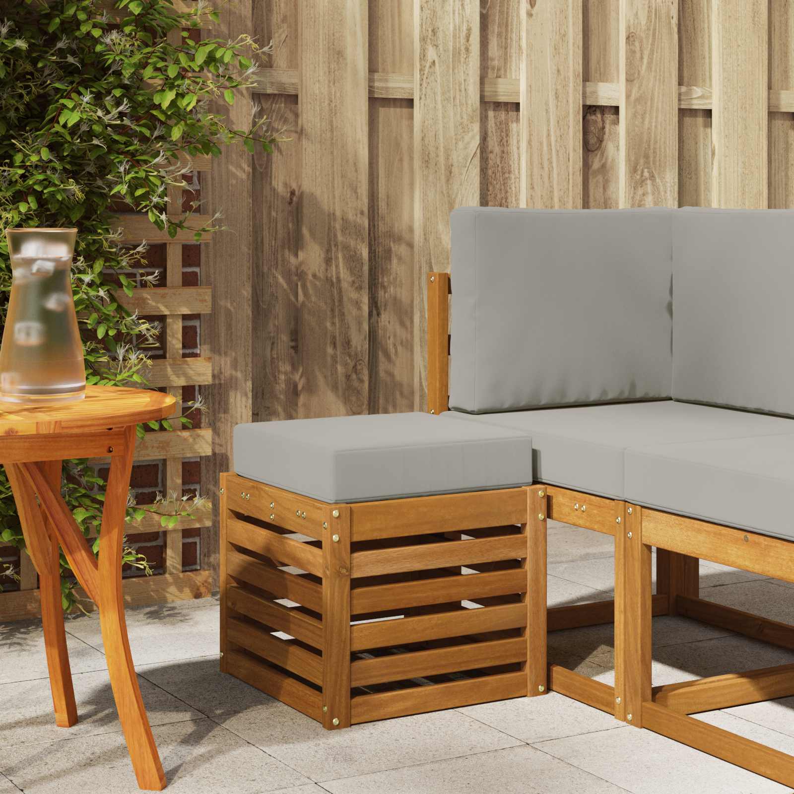 Buitenstoolbank Massief Acaciahout Naturel image 1