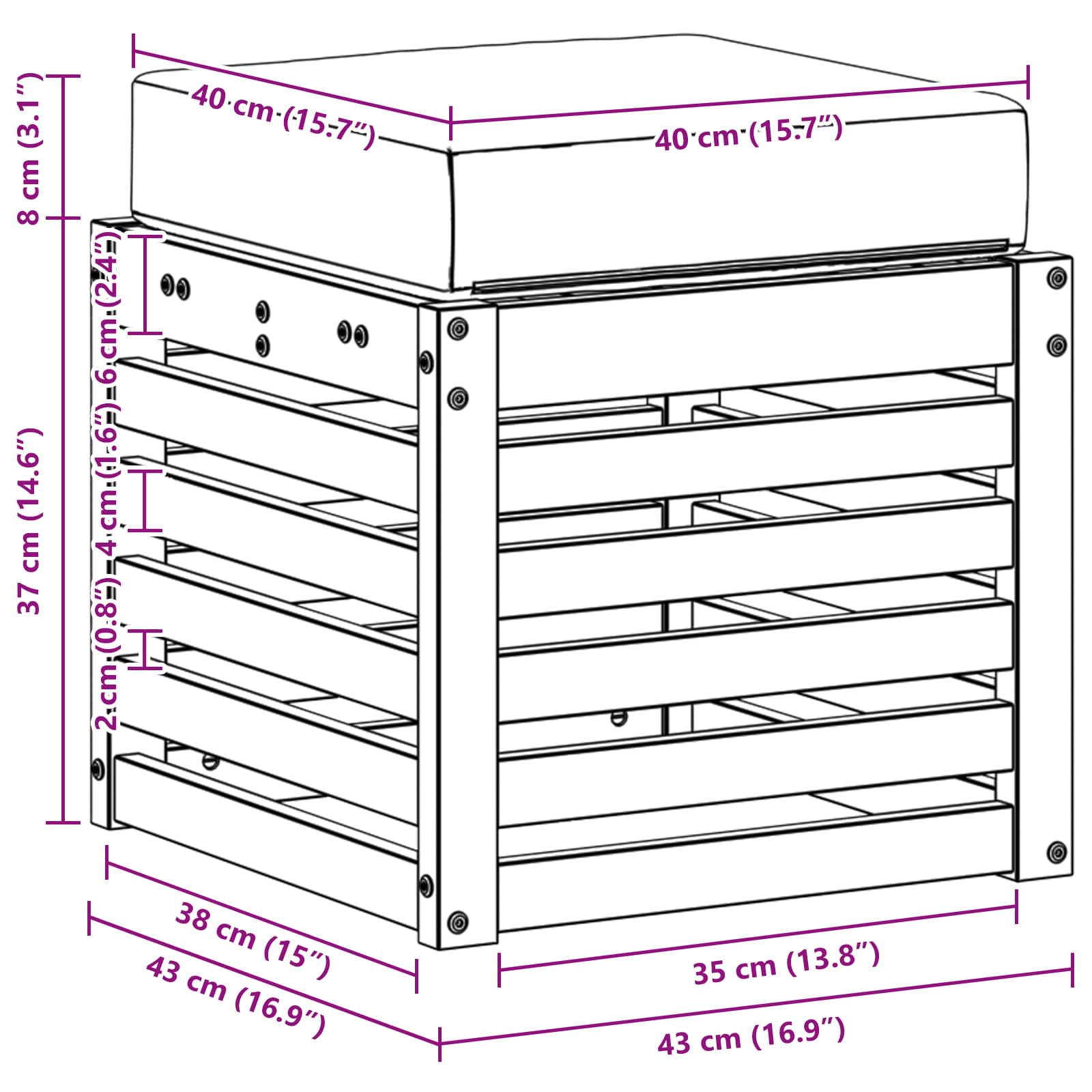 Buitenstoolbank Massief Acaciahout Naturel image 7