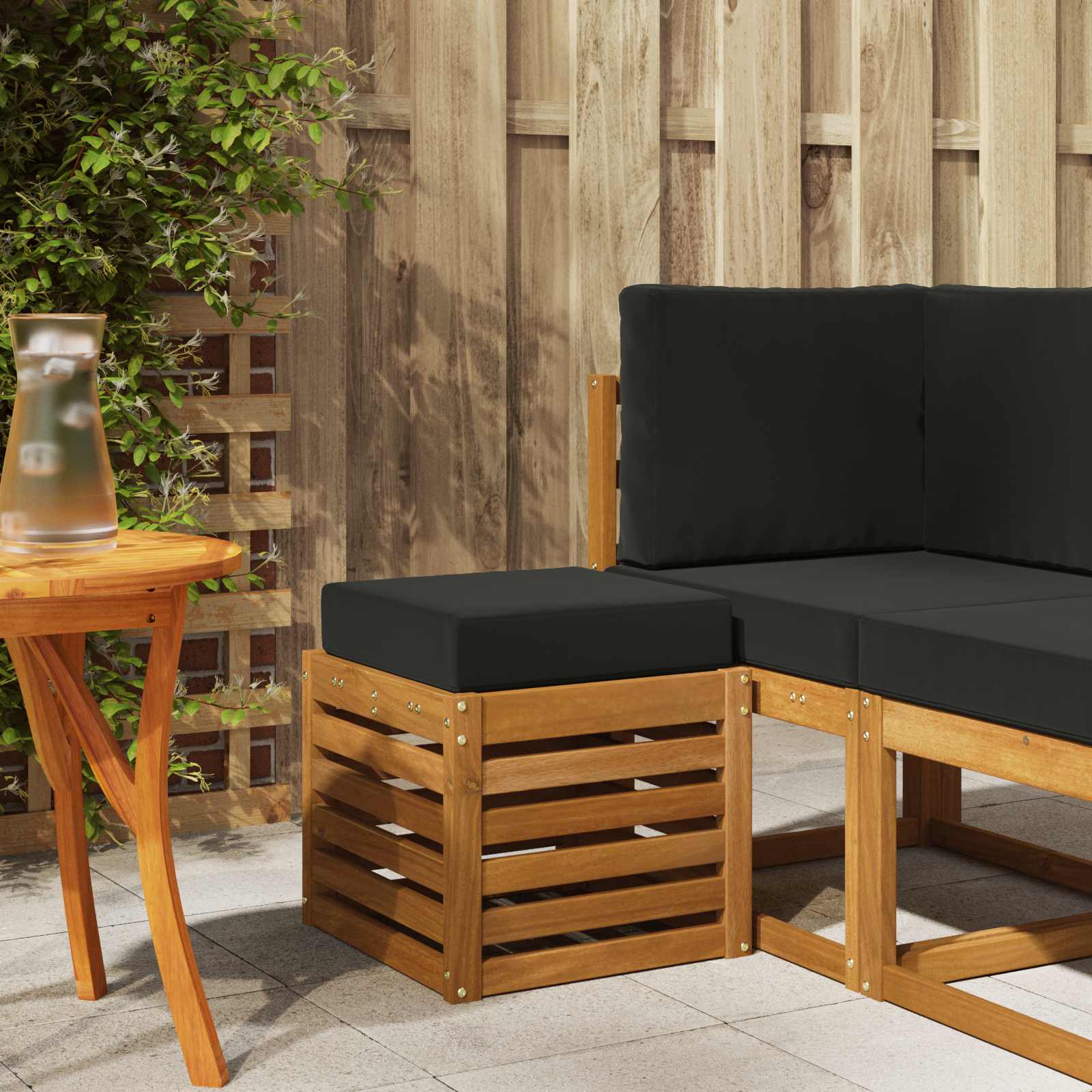 Buitenpoef Bank Massief Acaciahout Naturel image 1