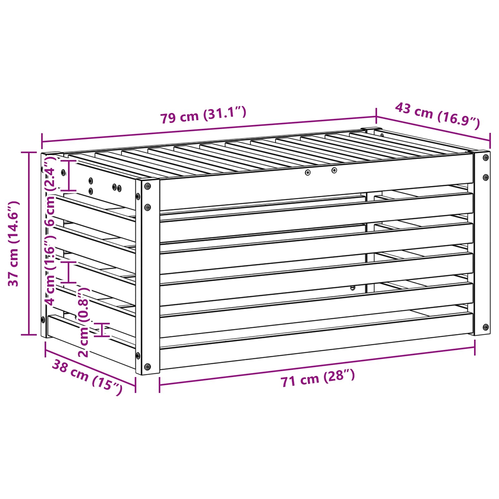 Buitenstoolbank Naturel 79 x 43 x 37 cm Massief Acaciahout image 8